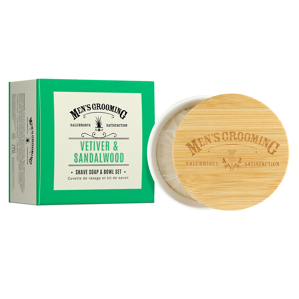 Scottish Fine Soaps Vetiver & Sandalwood Shave Soap & Bowl Set 100g
