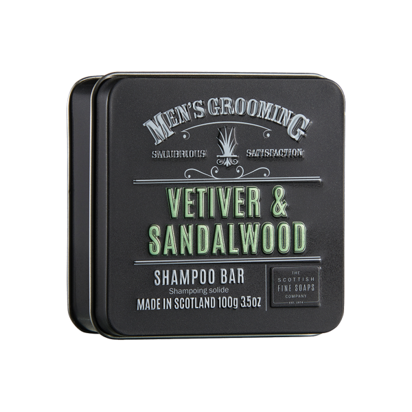 Scottish Fine Soaps Vetiver & Sandalwood Shampoo Bar in a Tin 100g