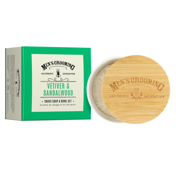 Scottish Fine Soaps Vetiver & Sandalwood Shave Soap & Bowl Set 100g