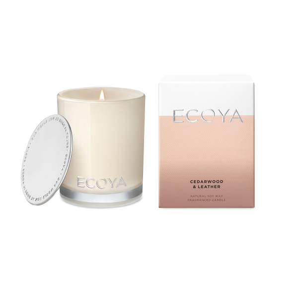 Ecoya Cedarwood and Leather Mini Madison Jar Candle 80g