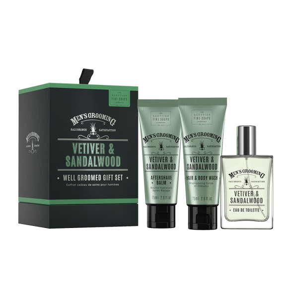 Scottish Fine Soaps Vetiver & Sandalwood Well Groomed Gift Set