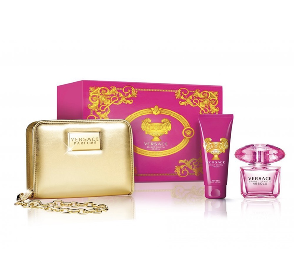 Versace Bright Crystal Absolu EDP 90ml Gift Set with Gold Purse