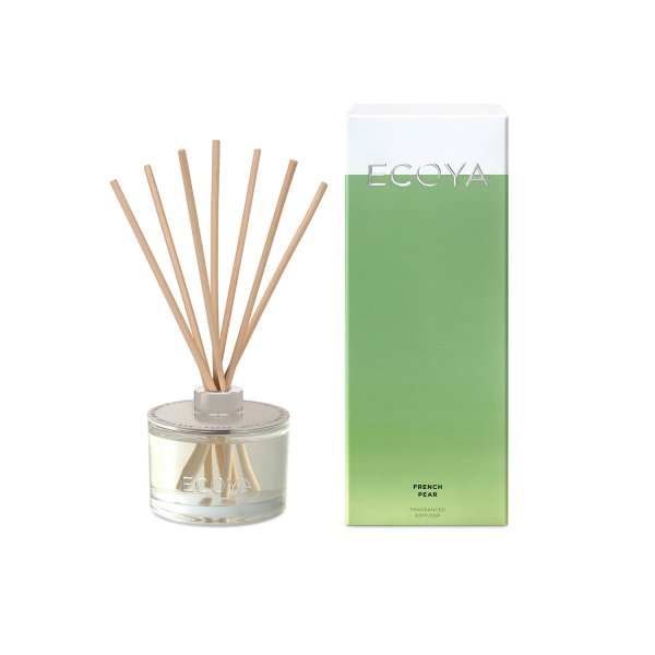 Ecoya French Pear Mini Reed Diffuser 50ml thefragrancecounter.co.uk
