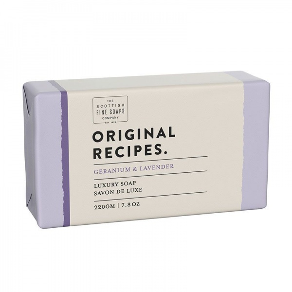 Scottish Fine Soaps Geranium & Lavender Wrapped Soap Bar 220g