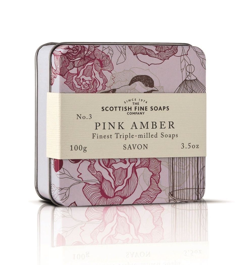 Scottish Fine Soaps Pink Amber Soap Tin 100g