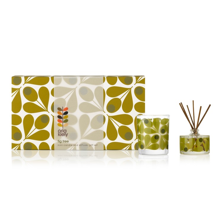 Orla Kiely Acorn Cup Fig Tree Candle and Diffuser Set