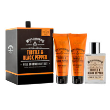 Scottish Fine Soaps Mens Thistle & Black Pepper Well Groomed Gift Set 3pc