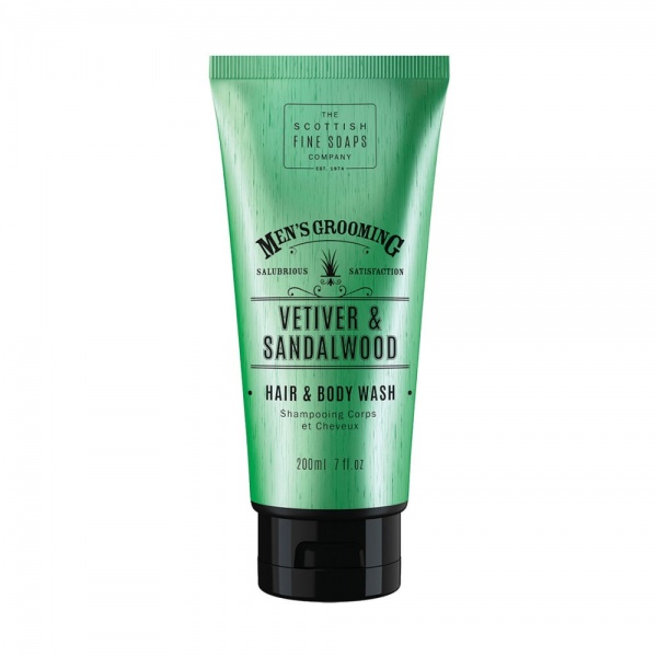 Scottish Fine Soaps Vetiver & Sandalwood Hair & Body Wash 200ml Tube