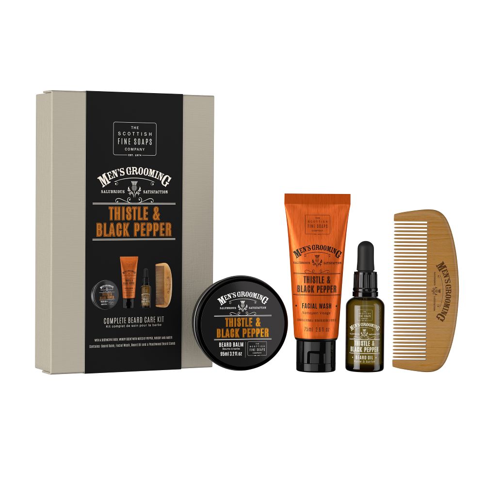 Scottish Fine Soaps Mens Grooming Face & Beard Care Kit