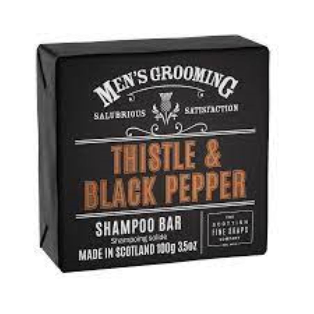 Scottish Fine Soaps Thistle & Black Pepper Shampoo Bar 100g Wrapped